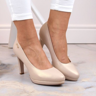 Sergio Leone W SK53N beige high-heeled and platform pumps