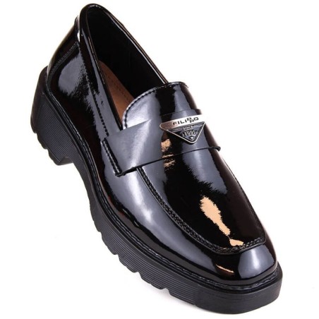 Scarpe slip-on in vernice nera Filippo W PAW463