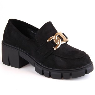 Vinceza W JAN250 suede high-heeled moccasin shoes, black