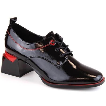 Leather patent shoes with a block Filippo W PAW469, black