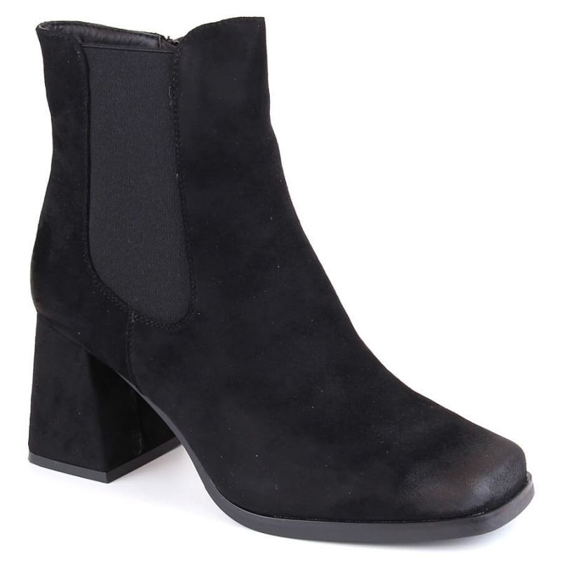 Suede ankle boots on a decorative heel Potocki W WOL193A, black