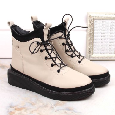 Filippo W PAW482 beige insulated leather platform boots