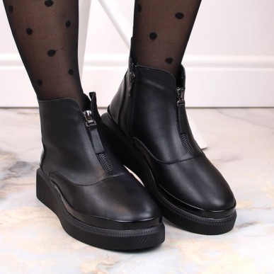 Leather insulated ankle boots with zipper Filippo W PAW483 black