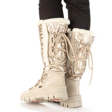 Rieker W RKR640 waterproof high snow boots, beige