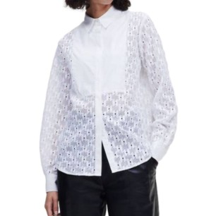 Karl Lagerfeld KL Monogram Lace Bib Shirt W 220W1600